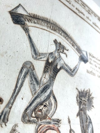 Rejoicing Demons. Russian Old Believer Hand-Drawn Lubok Signed by Uliana Evdokimova, 1886