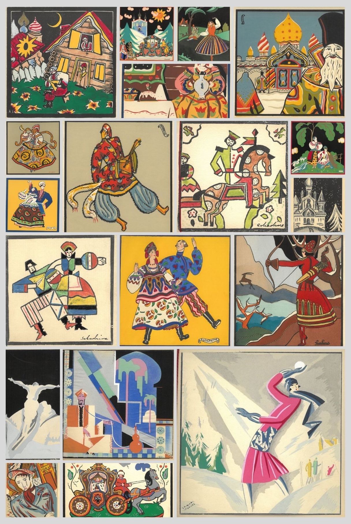 A Group of 25 Hand-Colored Art Deco, Avant-Garde and