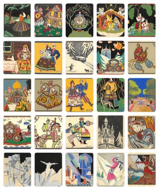 A Group of 25 Hand-Colored Art Deco, Avant-Garde and Constructivist Pochoirs by Russian Émigré Artists, 1920s