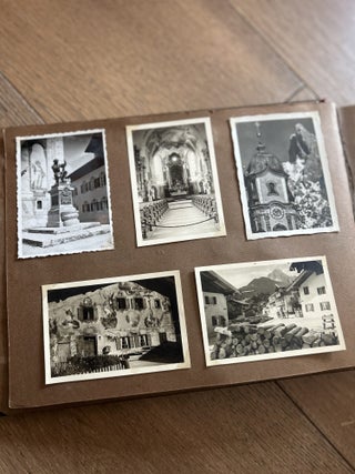 Ukrainian Displaced Persons Photo Album with 95 Photographs. Handcrafted Wooden Folk Binding. Mittenwald, Germany, 1948