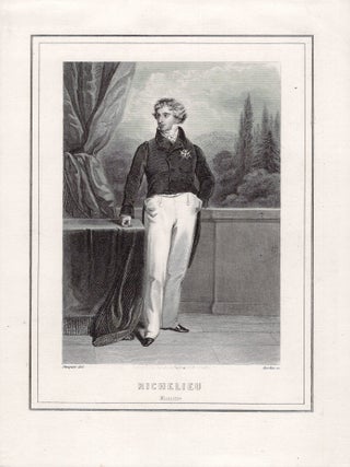 Original 19th-Century Steel-Engraved Portrait of the French Aristocrat and Governor of Odessa, Armand-Emmanuel du Plessis, Duke of Richelieu (1766–1822)