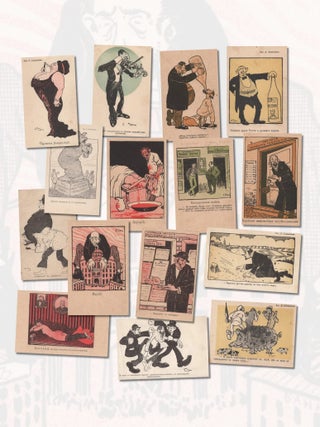 Item #1607 Group of Fifteen Imperial Russian Anti-Semitic Propaganda Postcards Issued by the...