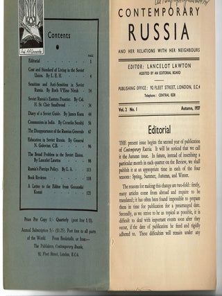 Contemporary Russia and Her Relations with Her Neighbours, 1936&ndash;1939 (9 issues)