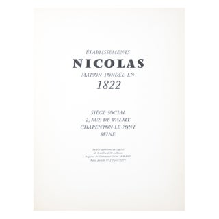 Etablissements Nicolas maison fondee en 1822 [Wine List]