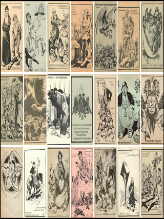 Group of Twenty-One Russian Anti-Semitic and Anti-Soviet Caricature Lithographed Postcards