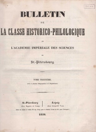 Item #559 Bulletin de la Classe historico-philologique de l'Académie impériale des sciences de...