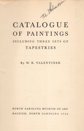Item #709 Catalogue of paintings, including three sets of tapestries. Wilhelm Reinhold Valentiner